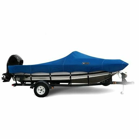 EEVELLE Boat Cover ALUMINUM FISHING High Windshield, Outboard Fits 18ft 6in L up to 96in W Royal WSAFH1896B-RYL